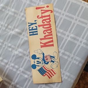 Mickey Mouse Middle Finger "Hey Kadafy" Bumper Sticker
